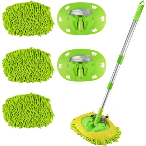 118CM Car Wash Brush Exterior Telescopic Cleaning Kit, 2 in 1 Telescopic Motorhome Cleaning Brush, WITH 3 Brooms/2 Replacement Covers, for Caravan, Truck, Cars (1/5)