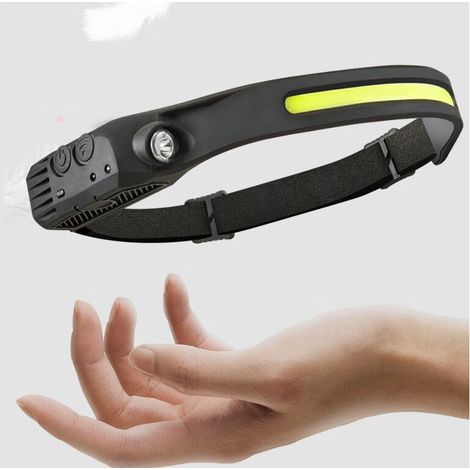 Lampe frontale à LED, lampe frontale rechargeable par USB, 500 lumens, détecteur de mouvement COB LED, IPX4 étanche pour enfants, adultes, course, camping, pêche, chasse--lumière blanche + lumière rou