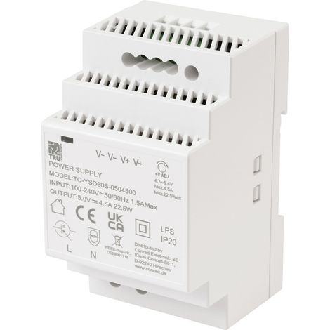 TRU COMPONENTS TC-13710876 Hutschienen-Netzteil (DIN-Rail) Verbrauch (StandBy) 0.3 W 5 V/DC 4.5 A 22 (1/5)