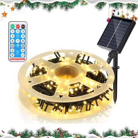 SWANEW Guirlanda Solare LED Ghirlanda Luminosa Tenda LED Party Giardino Interno Esterno Decorazione Illuminazione Natalizia 50M 500LEDs Bianco Caldo 2 x (1/5)