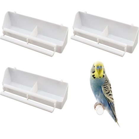 Mangiatoie per uccelli, confezione da 3 mangiatoie bianche per pappagalli, mangiatoie per uccelli in plastica, ciotole per cibo e acqua per uccelli, accessori per gabbie di uccelli e pappagalli (1/5)