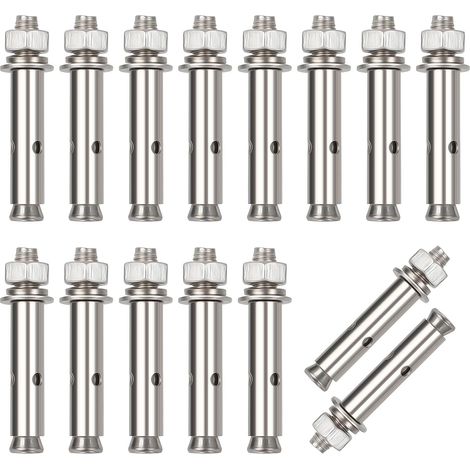 15 Pièces Vis d'Expansion Inoxydable 304 Boulon d'Expansion en Acier Inoxydable Cheville à Béton Charge Lourd Devoir Ancrage, Outils pour la Construction Murale, M860mm (1/5)
