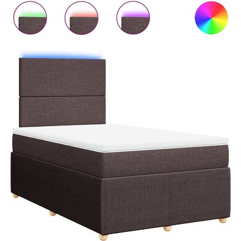 Maison Exclusive - Cama box spring con colchón tela marrón oscuro (1/5)