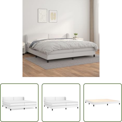 Matelas ensaché -  Sommier à lattes de lit avec matelas Blanc 200x200cm Similicuir (1/5)