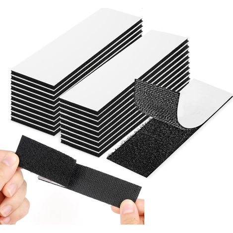 10pcs Autocollant Double Face,Bande Agrippantes AdhéSives, Extra Stark Adhésif (Noir, 2cm×10cm)