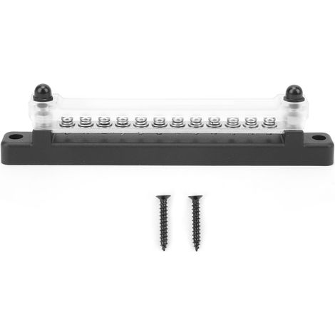 Barre de jonction 12 positions 150A avec couvercle transparent pour voiture, bateau, camping-car et caravane. (1/5)