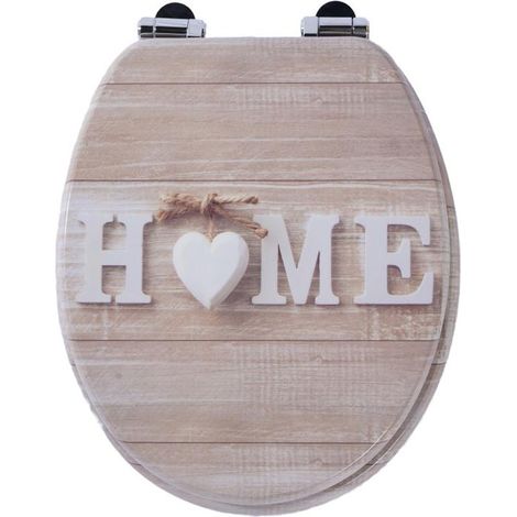 Abattant WC Homseat MDF oval universel charnières zinc fermeture douce anti-choc facile à nettoyer et installer 43x37cm (1/5)