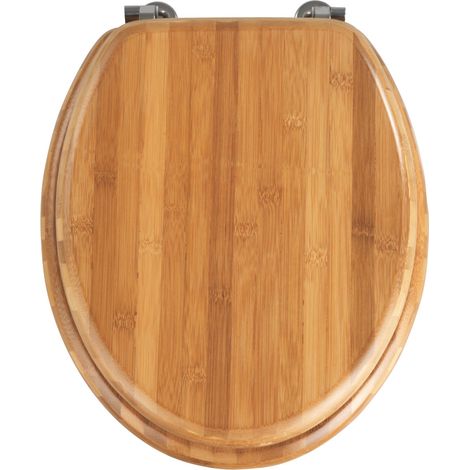 WENKO WC-Sitz Toilettendeckel Klobrille Klodeckel Bambus Dunkel (1/5)