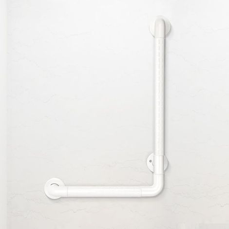 Barre D'appui Murale En Acier Inoxydable En Forme De L Pour Seniors, 60 X 40 Cm, Blanche - Poignée De Sécurité Antidérapante, Pour Douche, Baignoire Et Toilettes, Supporte Jusqu'à 300 Kg. (1/5)