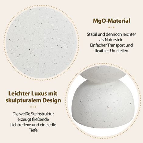 Table d’appoint d’extérieur en oxyde de magnésium – Légère, résistante à l’eau et aux UV, terrazzo blanc – Parfaite pour balcon et jardin (1/5)