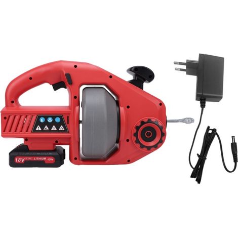 Decdeal Nettoyeur de Canalisation Électrique sans Fil - 800 RPM - Pour Toilette Évier Baignoire - Rouge - Prise EU
