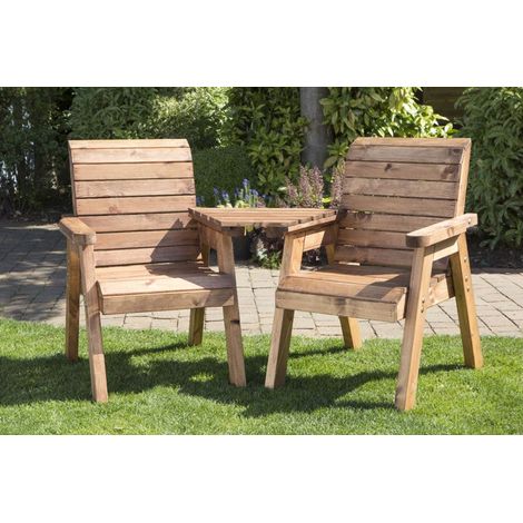 Twin Companion (Angled) Set Boxed, Wooden Garden Love Seat - W180 x D90 x H98 - Flat Packed