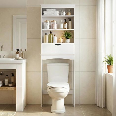MAXLEAD Meuble de rangement blanc à placer au-dessus des toilettes
