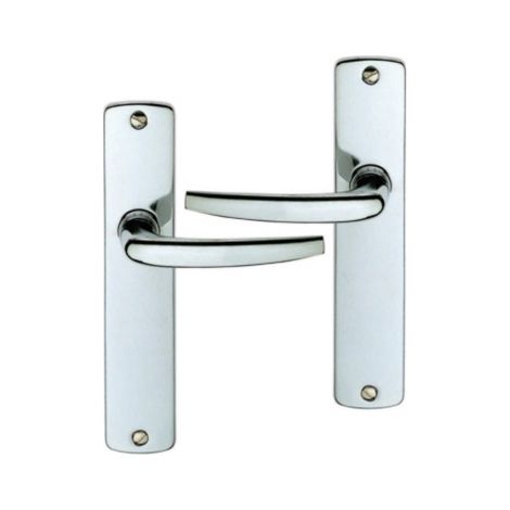 Ouvre&Déco – Poignée de porte intérieure en zamak chromé brillant sur plaque BdC entraxe 165 mm, CHROME 165