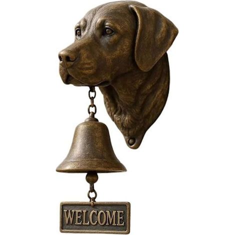 Sonnette de porte en forme de chien, cloche de bienvenue en résine, thème animal, sonnette fonctionnelle Labrador