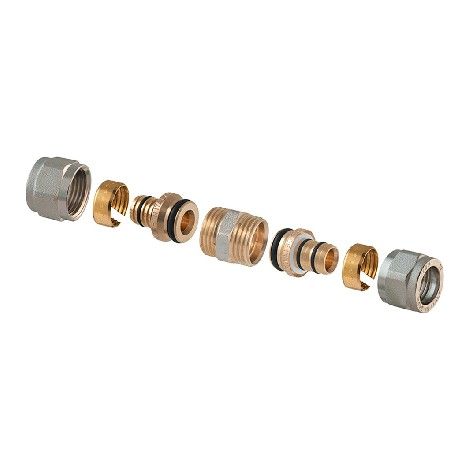 RACCORDO DIRITTO DOPPIO A COMPRESSIONE P/MULTISTRATO 2 PZ ASSEMBLATO 1"-26(2,00) x 1"-26(2,00)