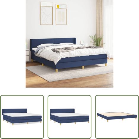 vidaXL Kopfteil - Boxspringbett mit Matratze Blau 180x200 cm Stoff (1/5)