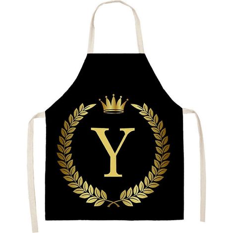 Tablier de cuisine en lin - Tablier sans manches en coton et lin imprimé de lettres