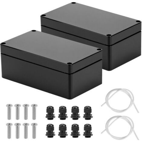 2 Stück IP65 wasserdichte Anschlussdosen aus ABS-Kunststoff, 158 x 90 x 60 mm, Schwarz (1/5)