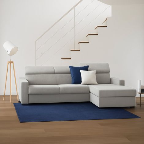 Talamo Italia Sofá fijo Marica, Sofá de esquina, 100% Made in Italy, Sofá de salón con chaise longue, en tela acolchada - península contenedor derecho, con reposabrazos estándar, Cm 280x95h85, Gris, c (1/5)