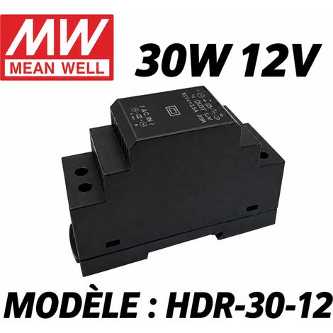 Alimentation pour rail DIN ultra-mince 30W 12V DC HDR-30-12V hdr-30-12v 12v 3,5 × 9 × 5,45 cm 120 g – Livraison gratuite