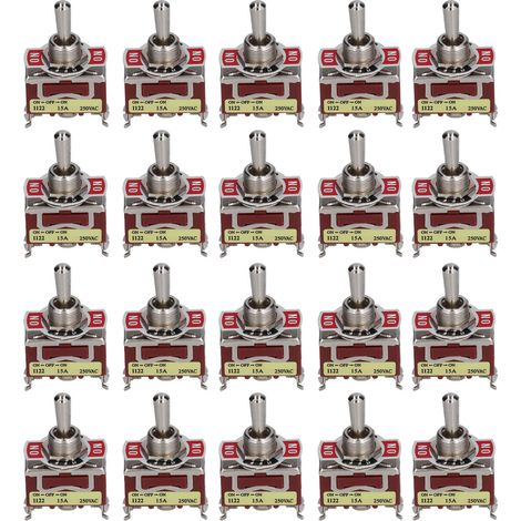 3-Positionen-Wippschalter mit Selbstverriegelung, 3 Anschlüsse, 20 Stück, Wechselstrom 250 V, Ersatzset für elektrische Steckverbinder. (1/5)