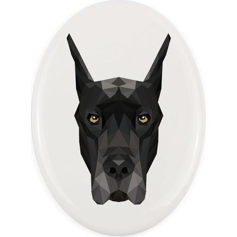 Gran Danés - azulejo geométrico con foto e inscripción de Art-Dog (1/4)