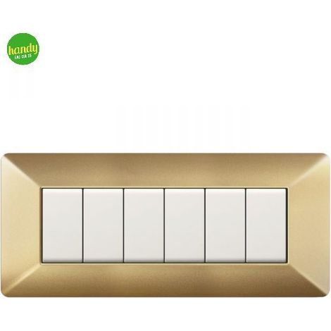 Placca da 6 moduli Easy Elettrocanali in plastica sabbia oro