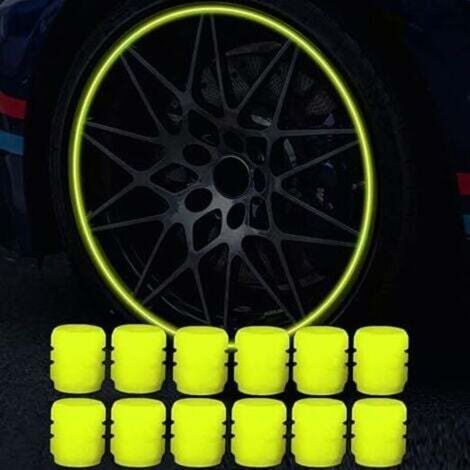 [JAMAIS UTILISÉ] Lot de 12 Bouchons Valve Pneu Voiture Fluorescents, Bouchons de Tige de Valve de Pneu de Voiture Lumineux Universels Capuchon Anti-poussière de Voiture pour Auto, SUV, Moto, Camion (1/4)