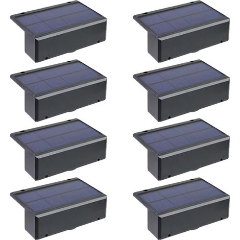 (8 lampes à lumière chaude) Lampes solaires LED de jardin ultra-lumineuses, étanches, pour balcon, escaliers et éclairage public extérieur. (1/5)