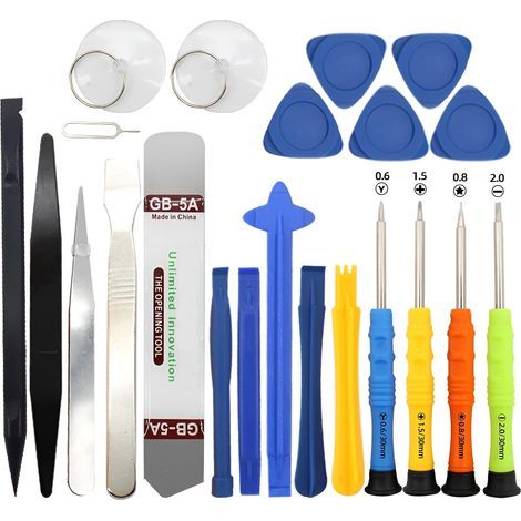 Kit d'outils de réparation de téléphone portable, 22 pièces, outils de démontage professionnels pour réparation de smartphone, iPad, téléphone, écran d'ordinateur portable (1/5)