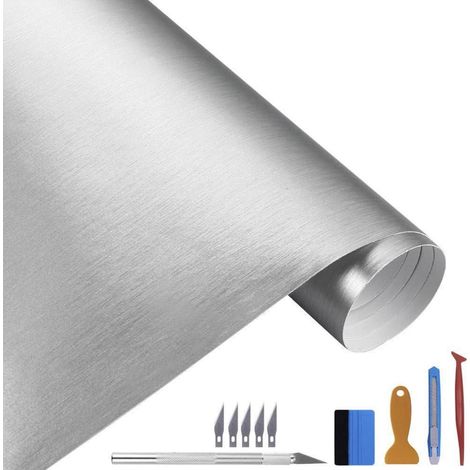 Vinyl Folie gebürsteter Edelstahl Metallic 30x300cm Silber Matt Chrom Auto Laptop Möbel (1/5)