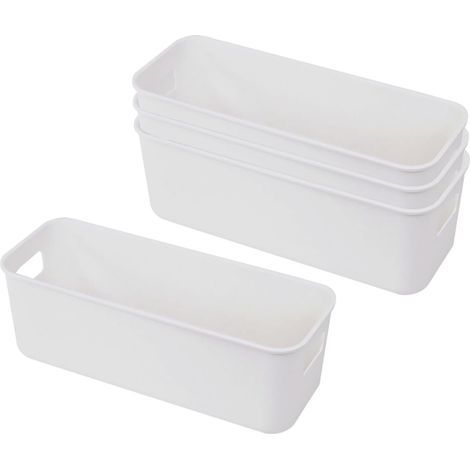 4 PCS Boite Rangement Plastique, Panier de Rangement, Bac de Rangement Plastique, Boite Rangement Portable, Pour Cuisine, Salle de Bain, Placard, Bureau, Maquillage (1/5)