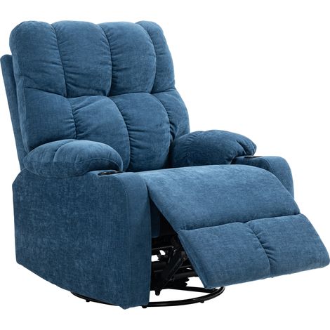 Fauteuil pivotant avec repose-pieds, cadre en acier, charge max 150 kg, 88x96x108 cm, bleu foncé (1/5)
