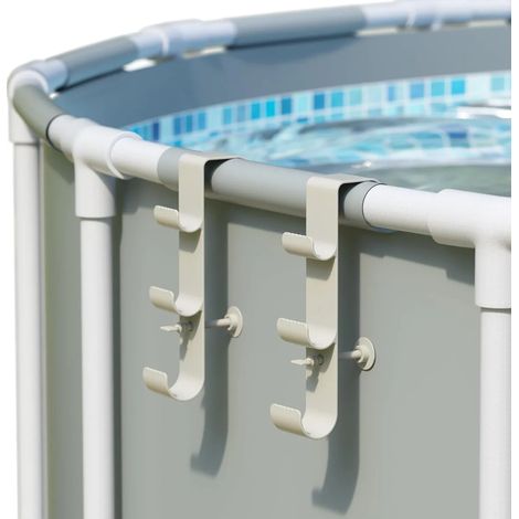 (2 supports gris larges) Crochets de piscine pour poteaux, crochet réglable, support de poteau de piscine, accessoires de natation, crochets pour skimmer télescopique (1/5)
