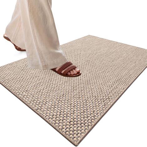 Alfombra de entrada con base de goma, 120 x 65 cm, para recibidor, color beige. (1/5)