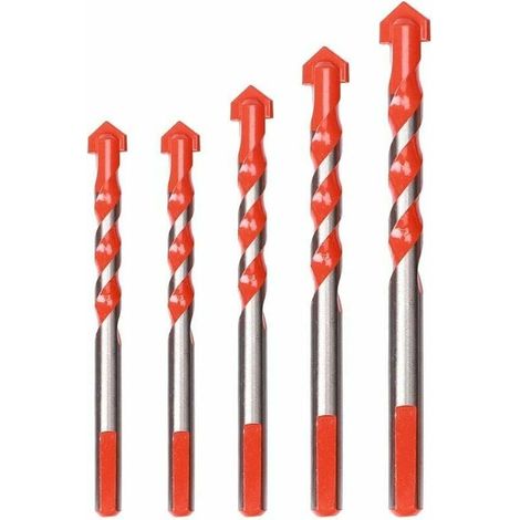 Ensemble de 5 forets pour carrelage en verre, grès cérame, diamantés, de 6 mm, 8 mm, 10 mm et 12 mm. Forets multi-matériaux pour céramique, béton, carrelage, brique, verre, plastique et bois. UNOIU (1/5)