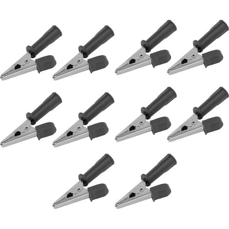 Pinces de test en laiton, 10 pièces, pinces crocodile isolées avec prise de 4mm, ouverture de 10mm, 20A J.60046noir (1/5)