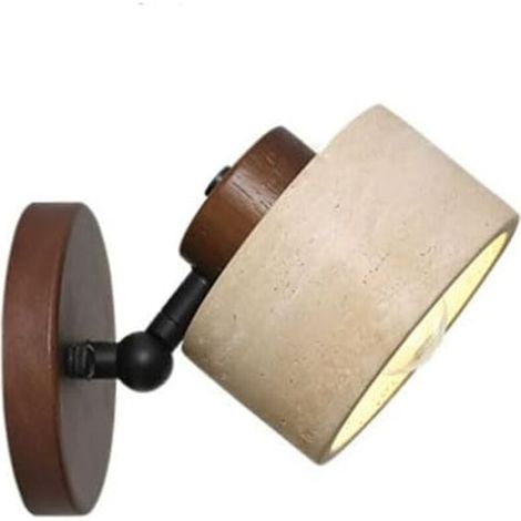 Applique murale rotative LED lumière chaude jaune travertin - Convient aux salons, salles à manger, bars, etc. - 1 pièce, couleur noyer (1/4)