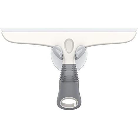 Grattoir en silicone avec support à ventouse, grattoir à verre multifonctionnel pour pare-brise de voiture, fenêtre, porte de douche, salle de bain, aluminium (1/3)