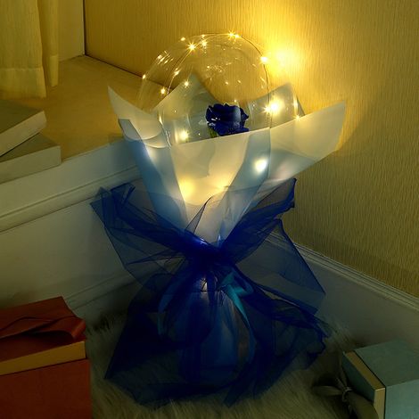Bouquet De Roses - Ballon Lumineux À Led Bleue - Décoration Pour Mariage Fête Noël Saint Valentin - 1 Pièce (1/5)