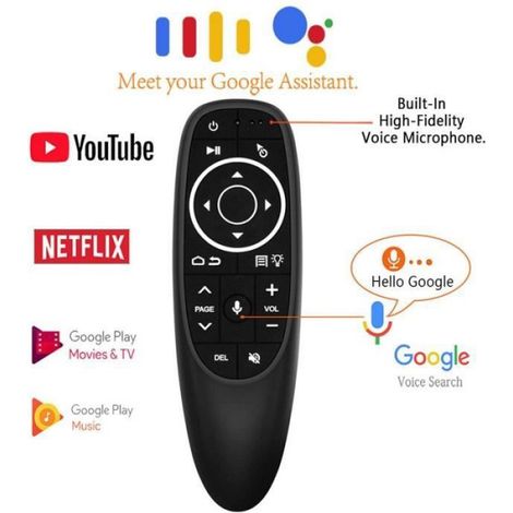 Télécommande Air Mouse - Gyroscope Intégré - Connexion Sans Fil 2.4 GHz - Contrôle Vocal - Pour Android TV Box Smart TV Ordinateur - Noir - 1 Pièce (1/4)