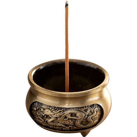 Mini-Räuchergefäß, dreibeinig, aus geschnitzter Kupferlegierung, chinesischer Stil, Aromatherapie-Ofen für den Innenbereich (1/5)