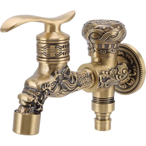 Robinet lavabo cuivre antique G1/2 style dragon rétro (1/5)