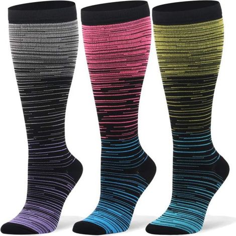 Chaussettes de contention pour femmes et hommes - 20-30 mmHg, lot de 3 paires. Idéales pour le personnel infirmier, la grossesse et les voyages. (1/5)