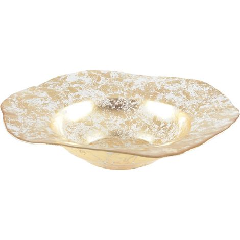 Coupe Décorative en Verre Dentelle Dorée - Centre de Table et Vide-Poche - 42 x 42 x 10 cm - PANGIVO (1/5)