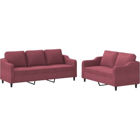 Maison Exclusive - Ensemble de canapés 2 pcs avec coussins Rouge bordeaux Tissu (1/5)