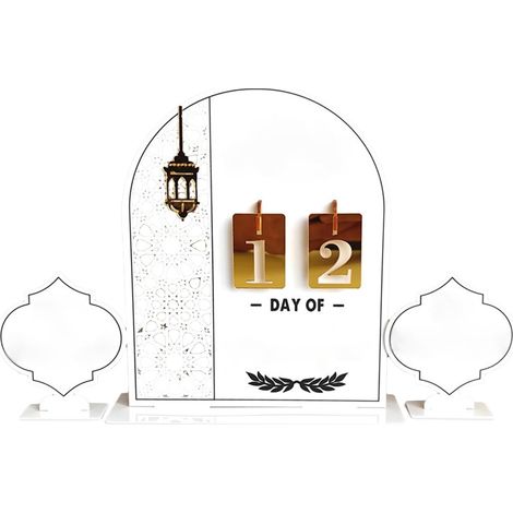 Calendrier de compte à rebours des vacances – 20 x 20 x 4 cm – Décoration de festival du Moyen-Orient – Décoration de table de l'Avent en acrylique  Calendrier décoratif pour la maison, le bureau, la (1/5)