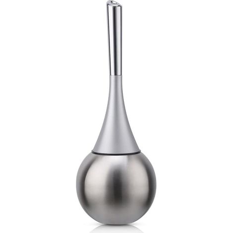 Porte-brosse WC sur pied, acier inoxydable, finition brossée polie, ensemble WC (brosse incluse) - argent (1/5)