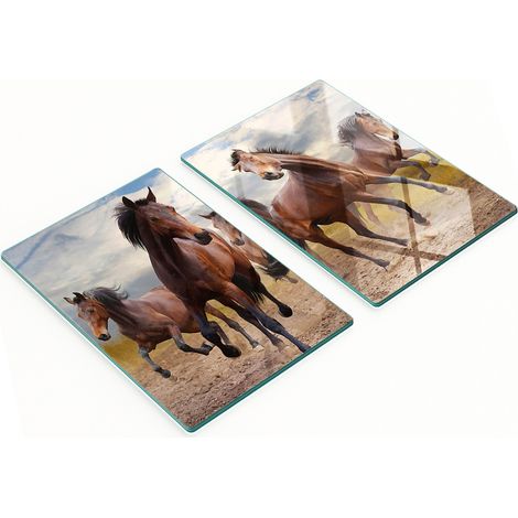 Tablas de vidrio decorativas multifuncionales para cocina con diseño de cinco caballos, 2x40x52 cm. (1/5)